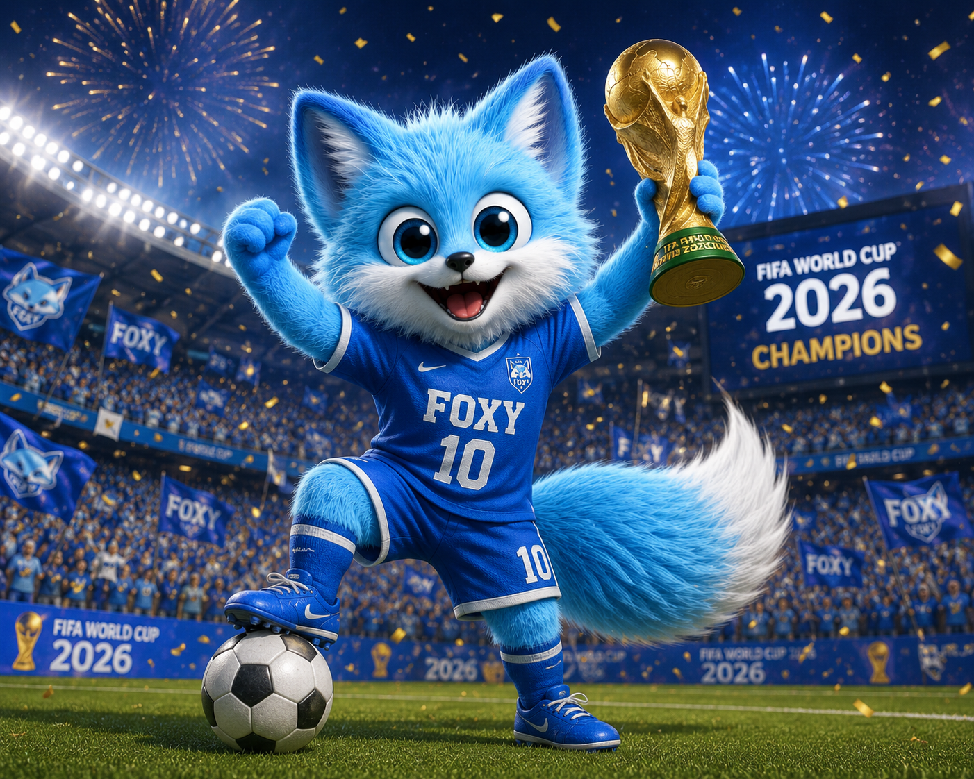 Foxy with the World Cup trophy